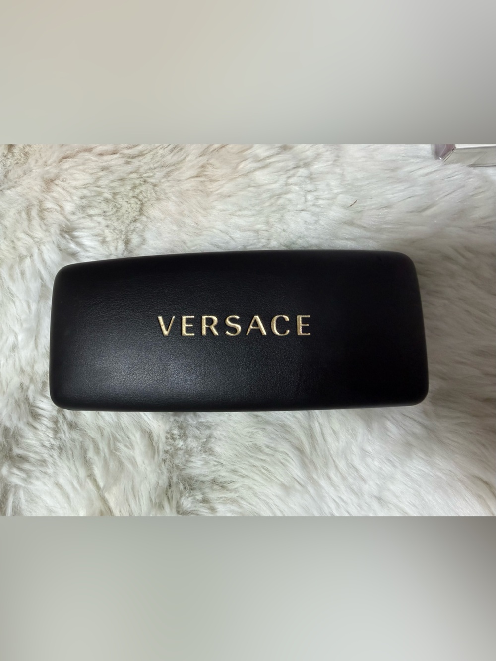 Versace Men's Black Eyewear Case with Gold Logo Accents